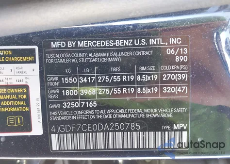 2013 Mercedes-Benz Gl 450 4Matic from USA, damaged, VIN 4JGDF7CE0DA250785